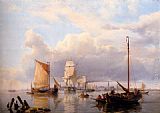 Hermanus Koekkoek Snr Canvas Paintings - Shipping On The Scheldt With Antwerp In The Background